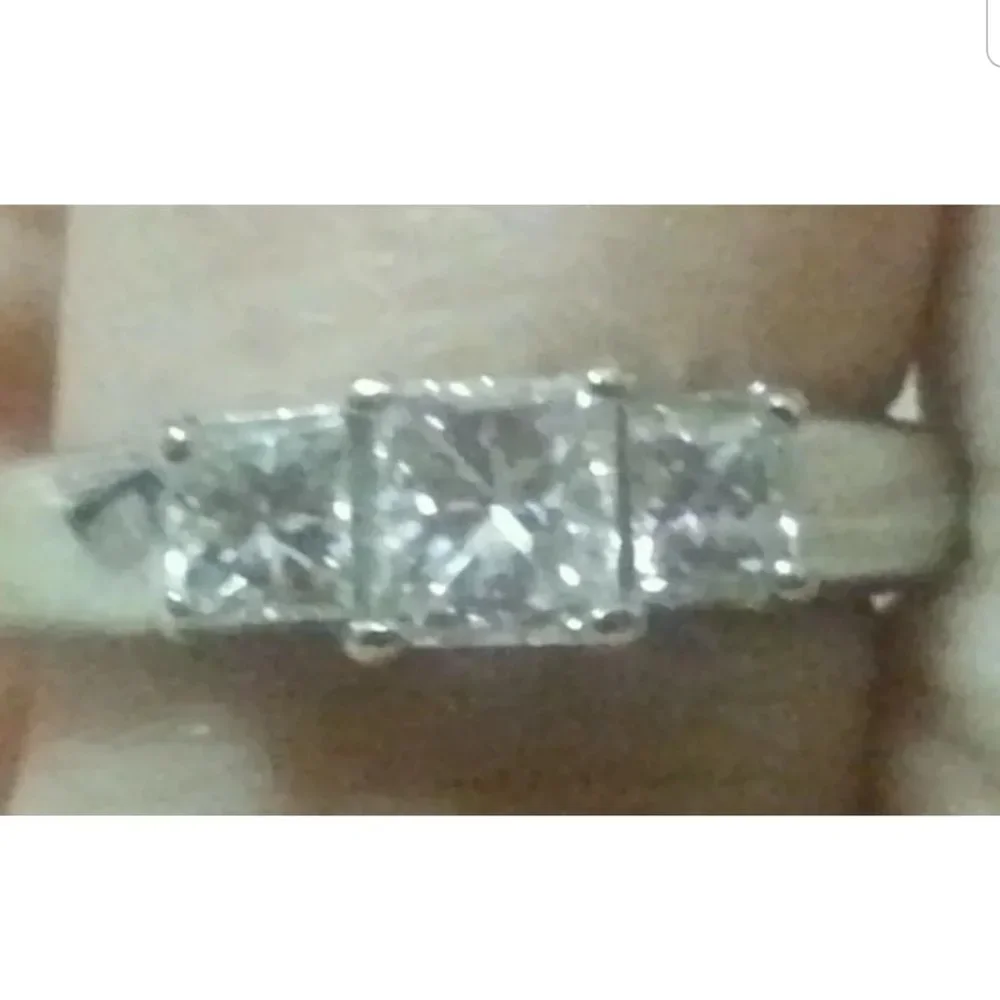 MAYORS BIRKS 18K 1 CT TRIOLOGY 3 PRINCESS DIAMOND SOLITAIRE WEDDING RING BAND